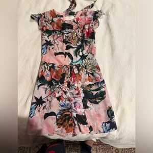 Bebe floral back zipper romper suit